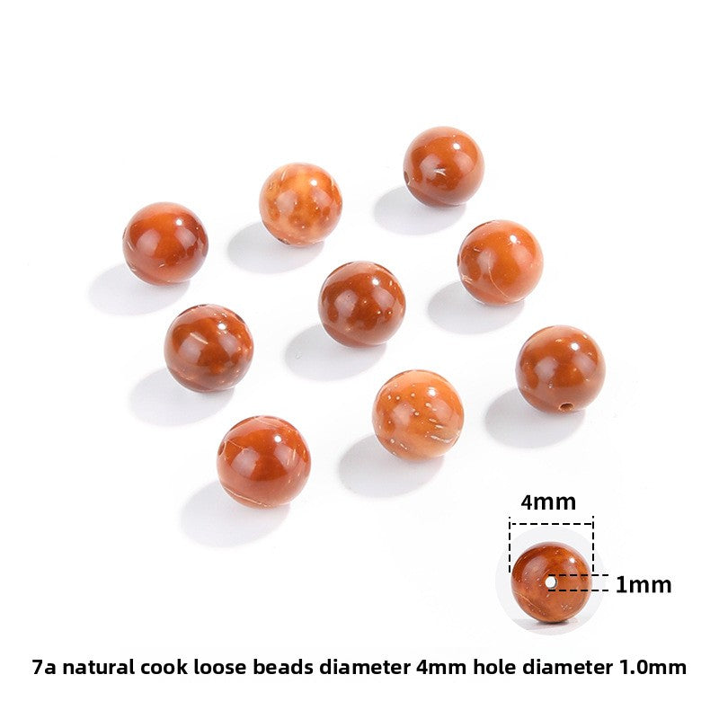 Natural Cook wood beads, amber-tone grain, polished, assorted 4–10 mm — Ambergrain Warmth.