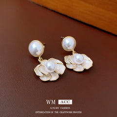Camellia & Bow Earring Collection – Chic Light Luxury Retro Series