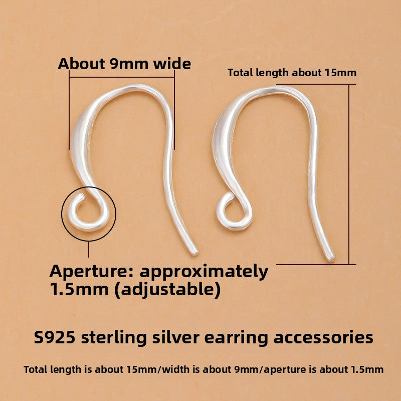 ArcGlow S925 sterling silver ear hooks, 15×9 mm with ~1.5 mm open loop.