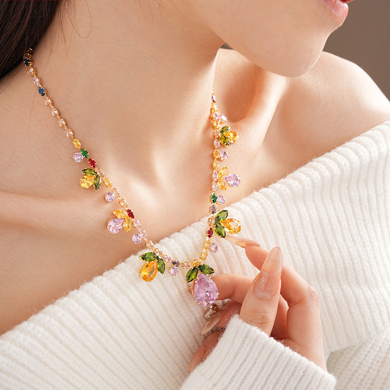 Celestial Leaf Zircon Drop Necklace Set