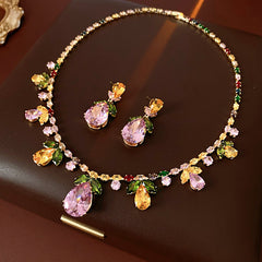 Celestial Leaf Zircon Drop Necklace Set