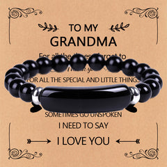 Forever Grandma · Natural Stone Love Bar Bracelet