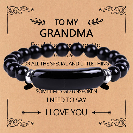 Forever Grandma · Natural Stone Love Bar Bracelet
