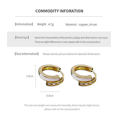 Gold huggie hoop earrings with ivory enamel arc and baguette CZ row — Luna Arc Enamel Baguette Huggies.