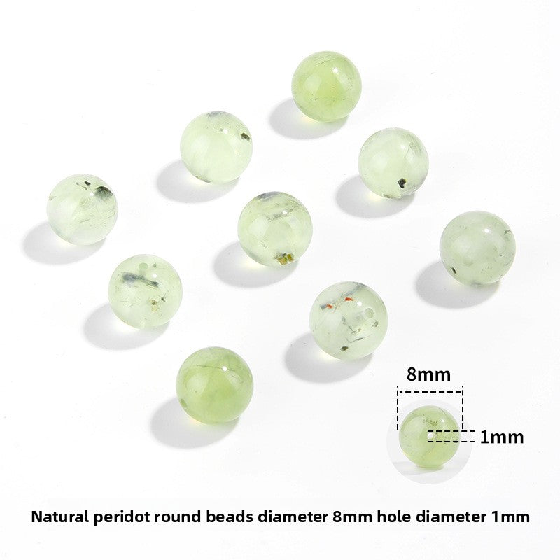 Apple-green prehnite round beads, translucent polish, assorted 6–10 mm — Apple Dew.