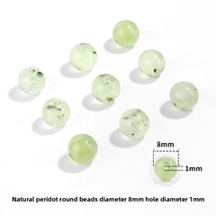Apple-green prehnite round beads, translucent polish, assorted 6–10 mm — Apple Dew.