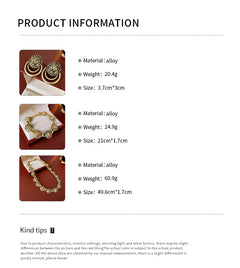 Vintage inspired lion medallion necklace and bracelet set in gold tone alloy with bold relief details