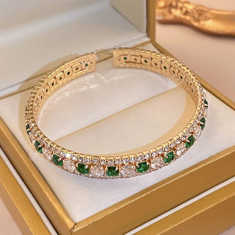 Dazzling Zircon Letter Bangle – Trendy Cold Chic Jewelry