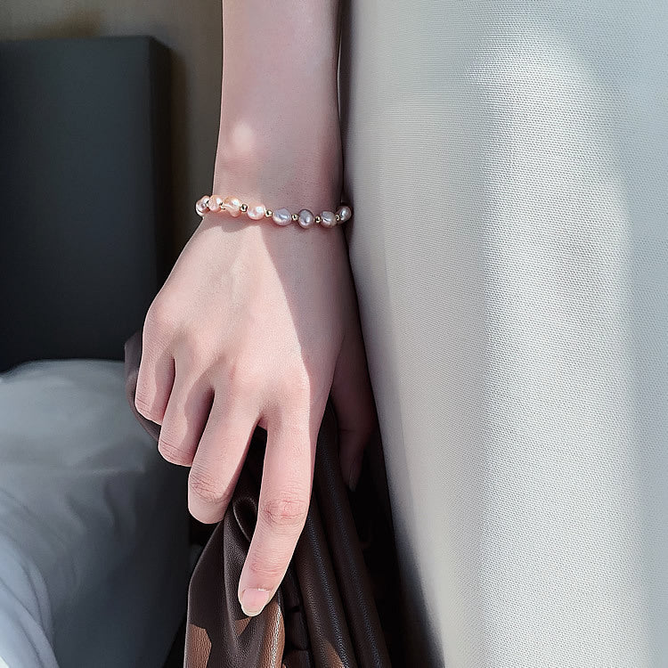 Baroque Freshwater Pearl & Crystal Bracelet Collection – Korean Chic Light Luxury