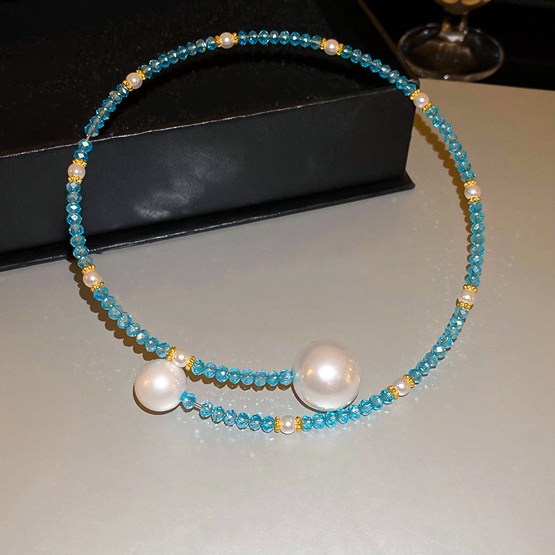 Glazenya Irregular Cross Pearl Choker — close-up of cross motif and pearls