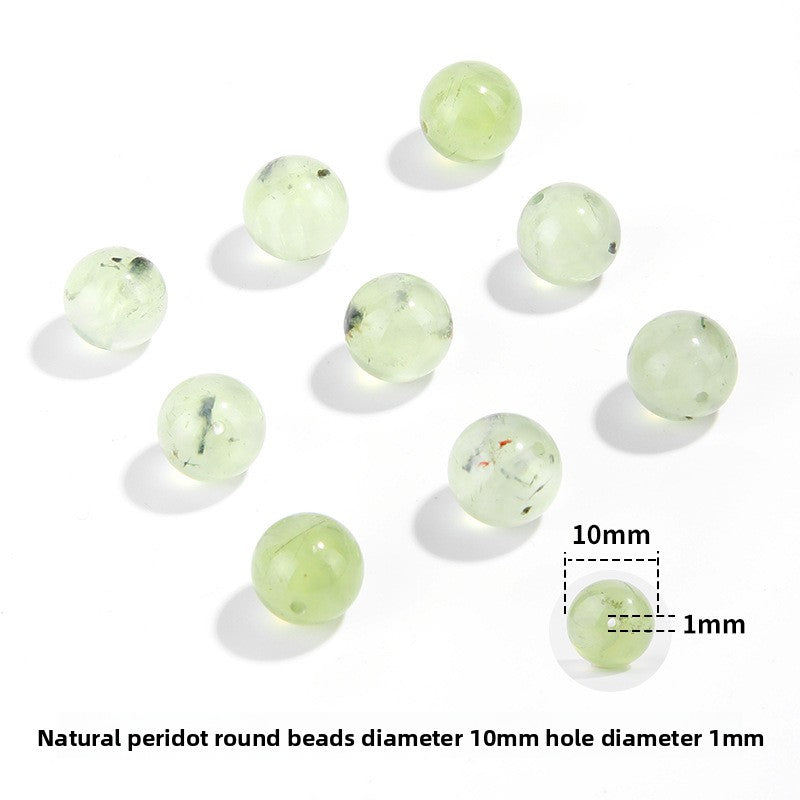 Apple-green prehnite round beads, translucent polish, assorted 6–10 mm — Apple Dew.