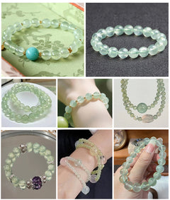 Apple-green prehnite round beads, translucent polish, assorted 6–10 mm — Apple Dew.