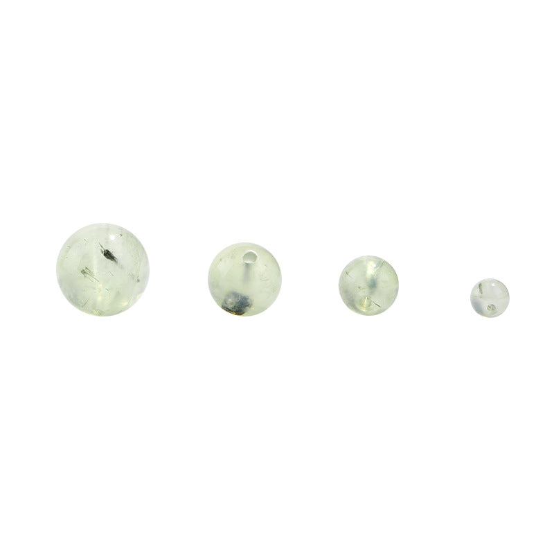 Apple-green prehnite round beads, translucent polish, assorted 6–10 mm — Apple Dew.