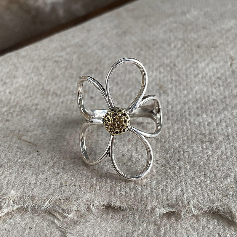 Vintage Open Ring Series – copper adjustable rings with floral, geometric, enamel, and zircon designs in retro chic style
