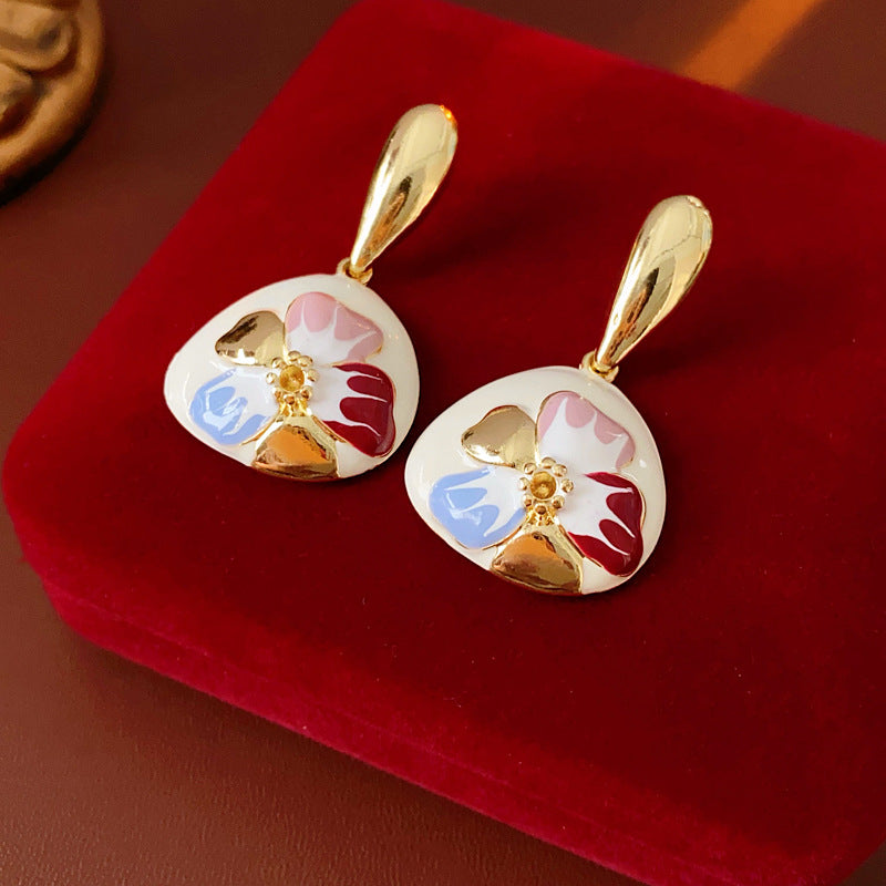 Pastel Bloom Enamel Drop Earrings