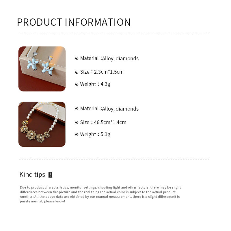 Silver-tone necklace and stud earrings with pastel blue balloon-dog charms — Blue Pup Pendant & Earrings Set.