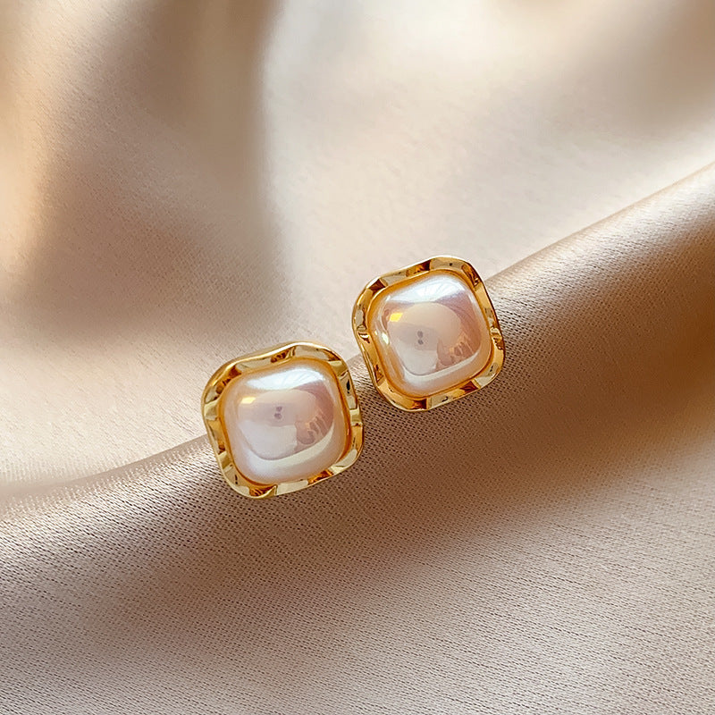 Vintage Pearl Stud Earrings Series with silver pins and baroque pearl courtly chic designs – light luxury retro jewelry

