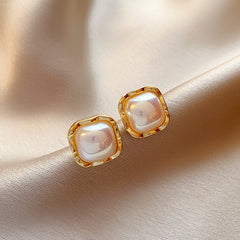 Vintage Pearl Stud Earrings Series with silver pins and baroque pearl courtly chic designs – light luxury retro jewelry
