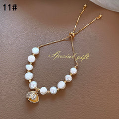 Baroque freshwater pearl bracelet with crystal accents in Korean chic style