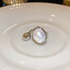 Vintage Open Ring Series – copper adjustable rings with floral, geometric, enamel, and zircon designs in retro chic style
