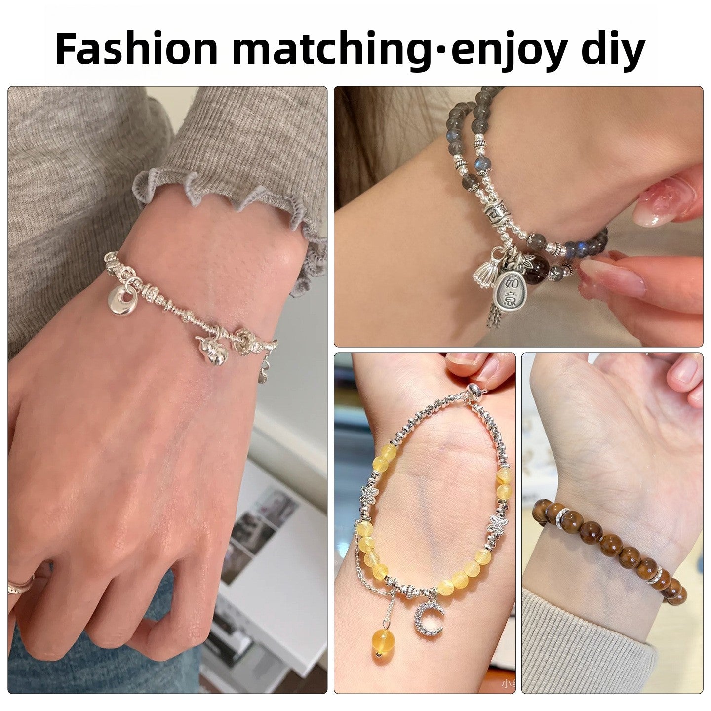 925 Silver Running Rings & Rhinestone Rondelle Spacers