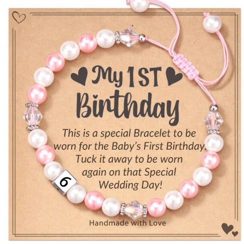 Milestone Birthday Bracelet for Girls (1st–8th)
