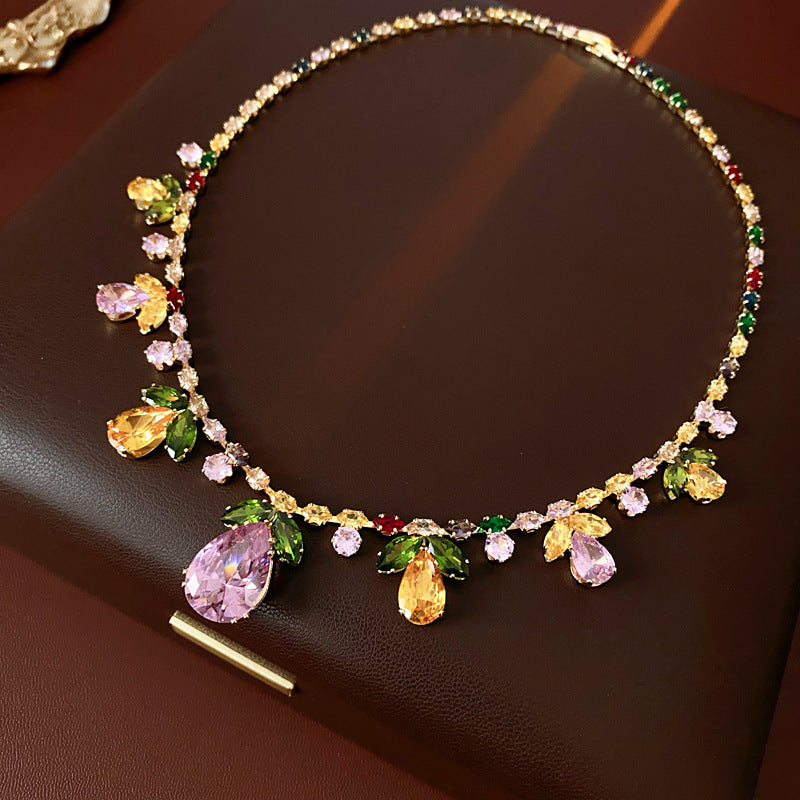 Celestial Leaf Zircon Drop Necklace Set