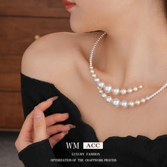 Glazenya Irregular Cross Pearl Choker — close-up of cross motif and pearls