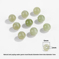 Hetian jade round beads, snowy white/pale celadon, polished, assorted 4–10 mm — Snowfield Whisper.