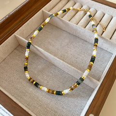 Sun Pendant Beaded Necklace Collection – Titanium Steel & Natural Stone Designs