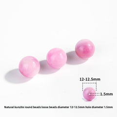 Pink-lilac kunzite round beads with silky glow, assorted 6–13 mm — Sakura Haze.