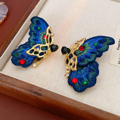 Vintage Butterfly & Heart Collection – handmade embroidery earrings, rings, and necklaces with butterfly and heart motifs in light luxury retro chic style
