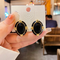 Stud earrings collection with enamel/stone cabochons, crystal accents and gold-tone settings — 43 variants — Eternal Heart Gem Earrings Collection.