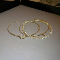 Gold-Plated Zircon Initial Bangle Series – Minimalist Open Circle Design