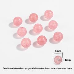 9A strawberry quartz round beads with rosy translucency and fine red inclusions, sizes 6/8/10 mm — Starfall Berry.