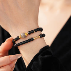Midnight Moonstone Wrap Bracelet