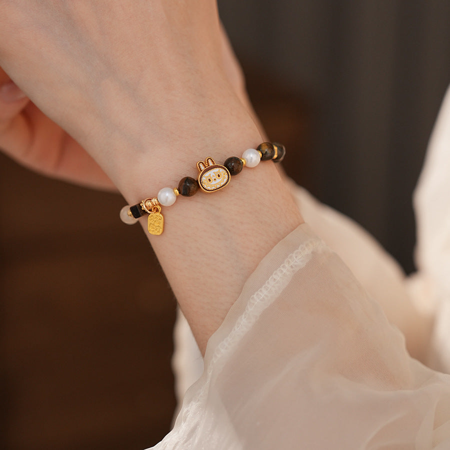 Tiger Eye Beaded Stretch Bracelet – Handmade Vintage Chic