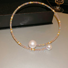 Glazenya Irregular Cross Pearl Choker — close-up of cross motif and pearls