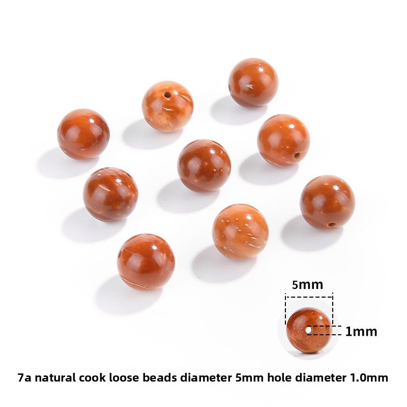 Natural Cook wood beads, amber-tone grain, polished, assorted 4–10 mm — Ambergrain Warmth.
