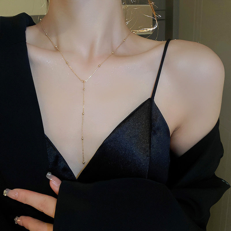Versatile Minimalist Titanium Steel Pearl Pendant Necklace