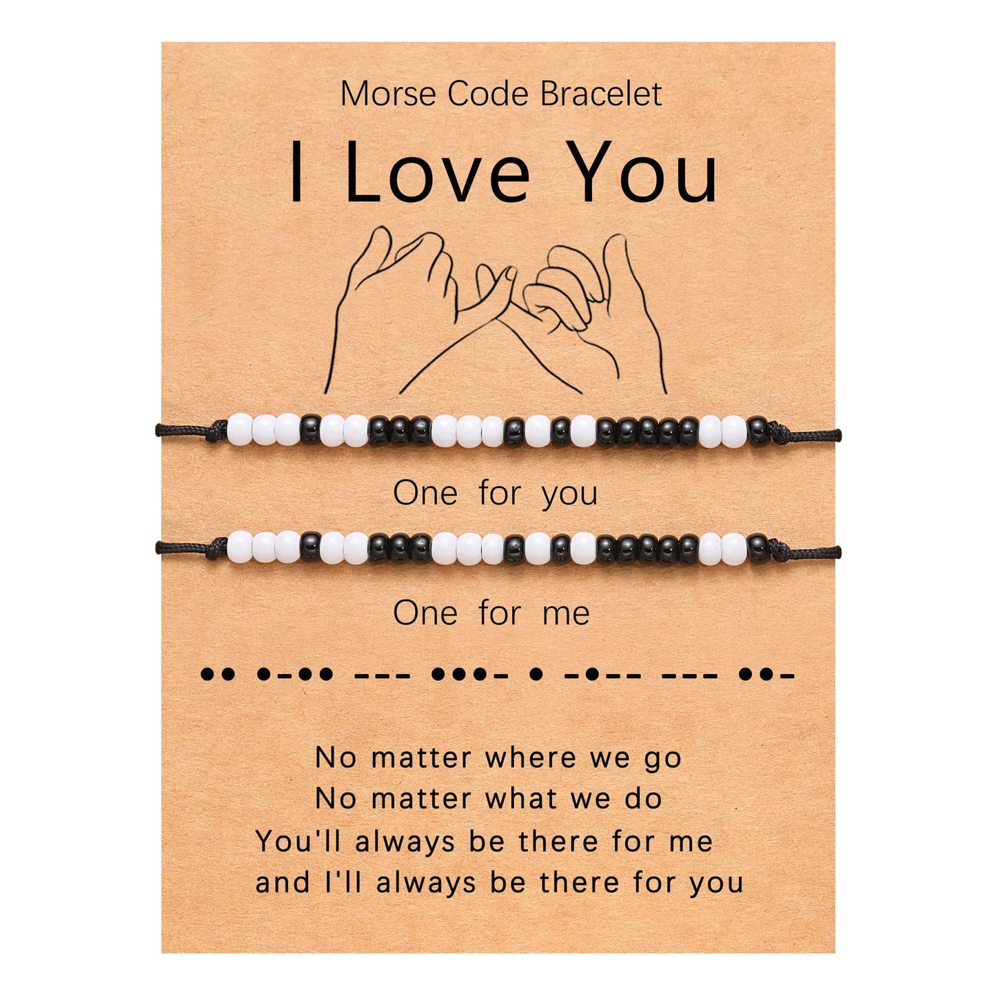 MorseBond Duo — Black & White Love Bracelets