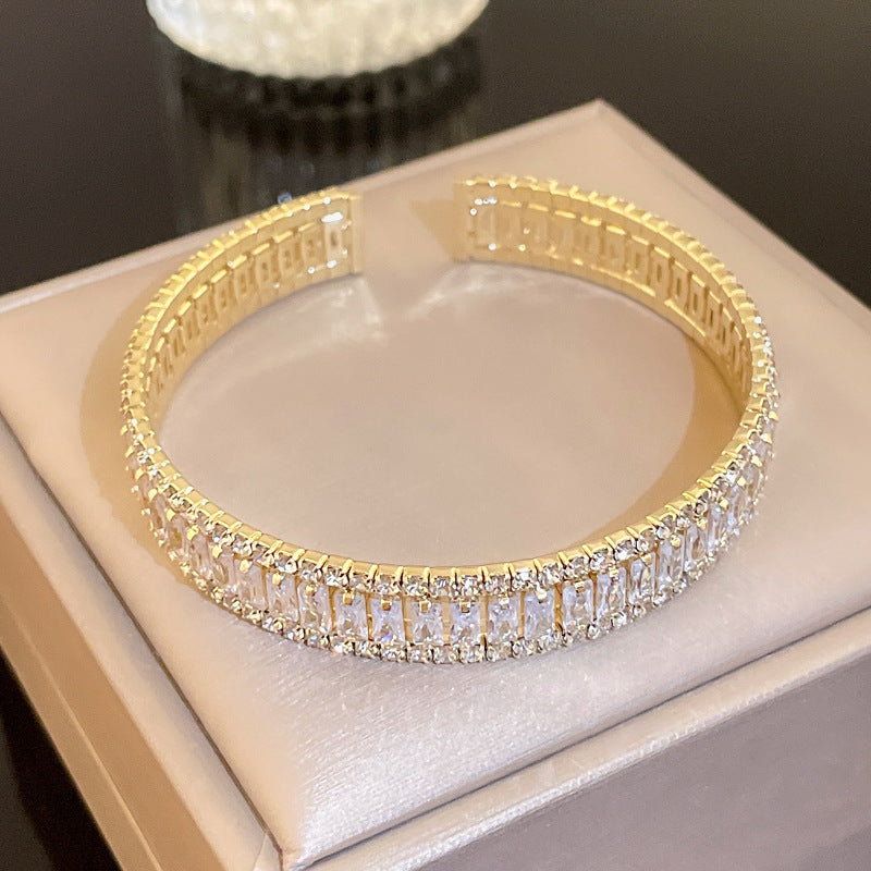 Dazzling Zircon Letter Bangle – Trendy Cold Chic Jewelry