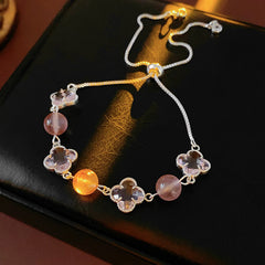 Radiant Flora Bead Bracelet with pink crystal and glass beads – Glazenya jewelry