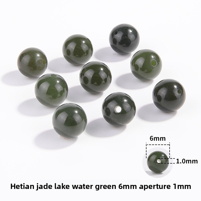 Hetian jade round beads, snowy white/pale celadon, polished, assorted 4–10 mm — Snowfield Whisper.