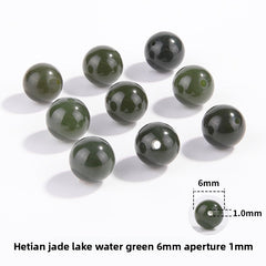 Hetian jade round beads, snowy white/pale celadon, polished, assorted 4–10 mm — Snowfield Whisper.