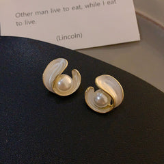Vintage Pearl Stud Earrings Series with silver pins and baroque pearl courtly chic designs – light luxury retro jewelry
