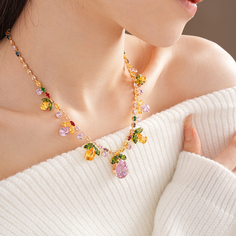Celestial Leaf Zircon Drop Necklace Set
