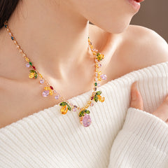 Celestial Leaf Zircon Drop Necklace Set