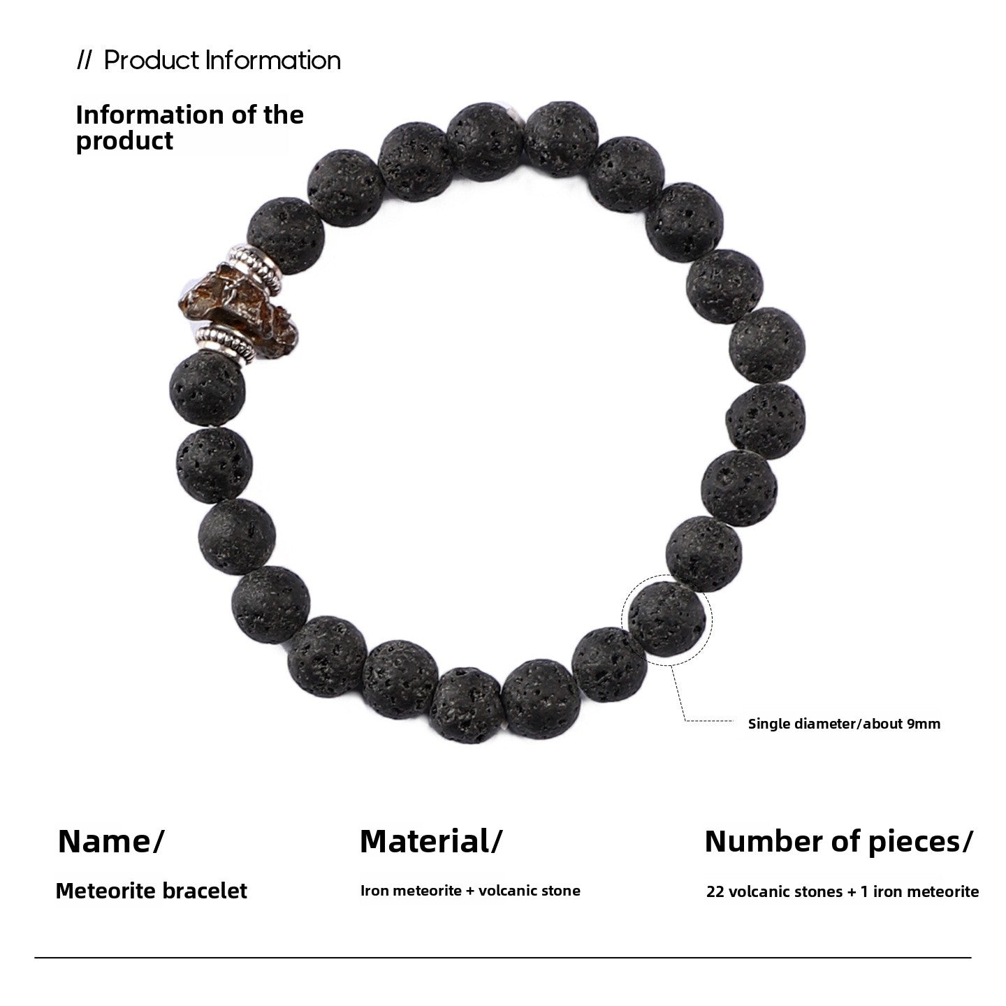 Natural lava stone bracelet with crystal quartz beads by Glazenya, minimalist luxury jewelry
