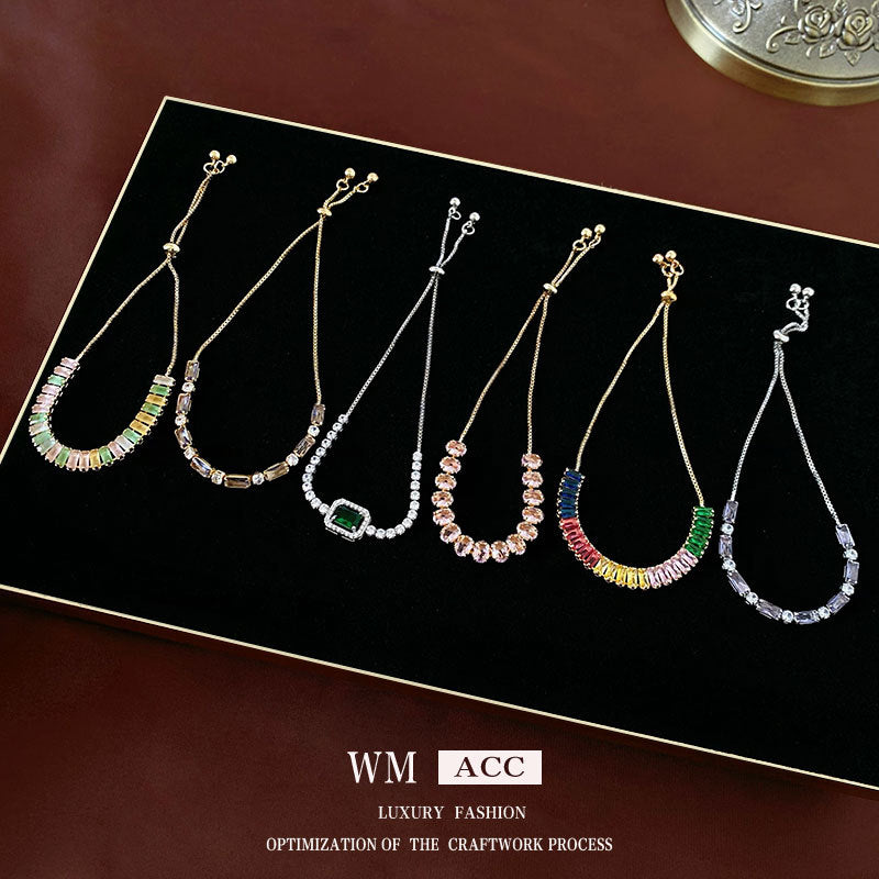 Zircon Adjustable Bracelet Series – multiple variations displayed